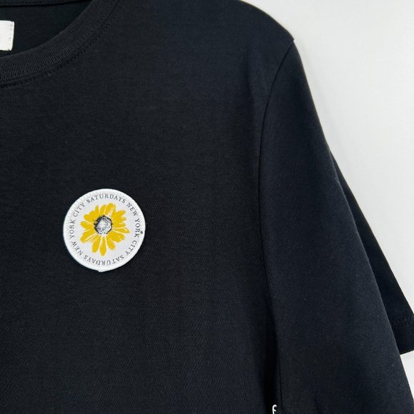 Saturdays NYC Men's Daisy Patch Short Sleeve T-Shirt Crew Neck Black sz XS NWT - Picture 5 of 8